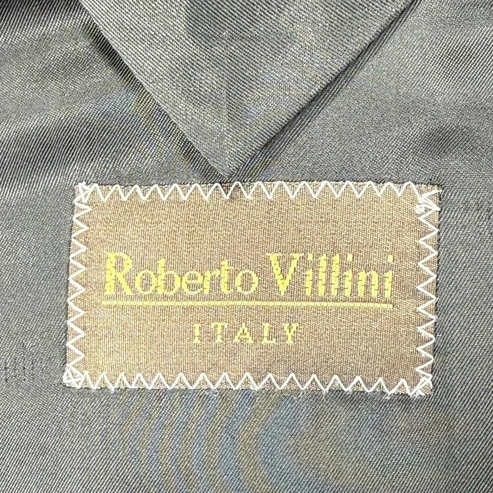 Roberto Villini Double Breasted Blazer Men 44R Black Pinstripe Cecchi Paolo Wool